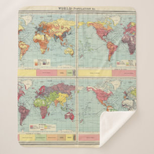World population Map Sherpa Blanket