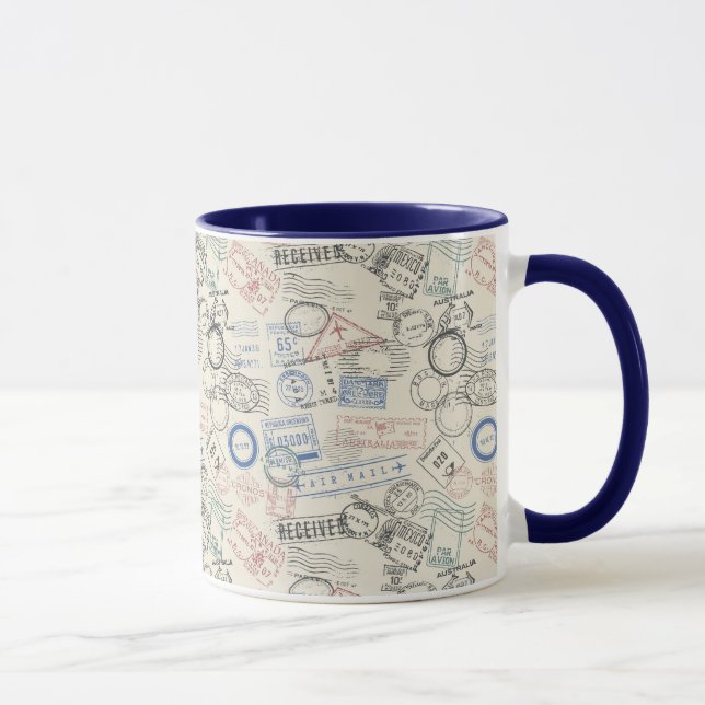 World Postage Stamps Pattern Mug (Right)