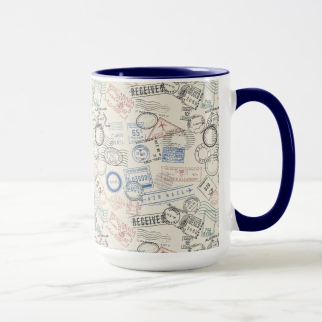 World Postage Stamps Pattern Mug (Right)