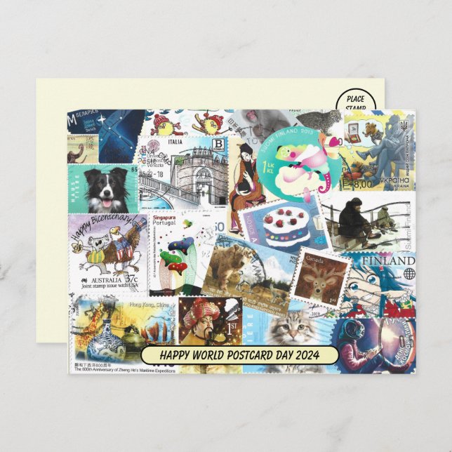 World Postcard Day - Misc Postage Stamps Postcard (Front/Back)