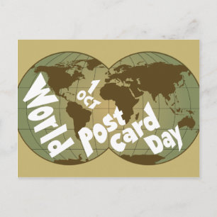 World Postcard Day with globe map typographic