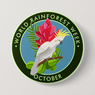 World Rainforest Week, cockatoo, ginger 3 Inch Round Button