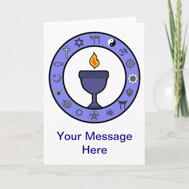 World Religions Chalice UU Note Card Customizable (Front)