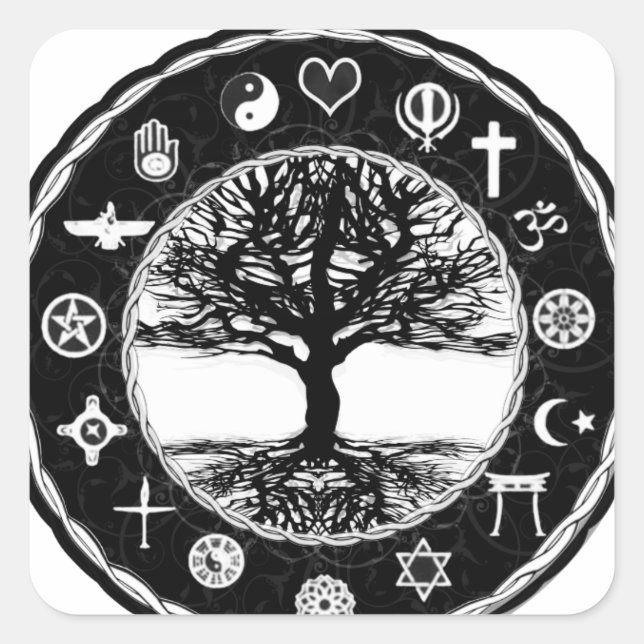 World Religions Peace Tree of Life Square Sticker (Front)