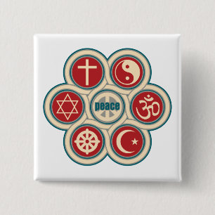 World Religious Peace 2 Inch Square Button