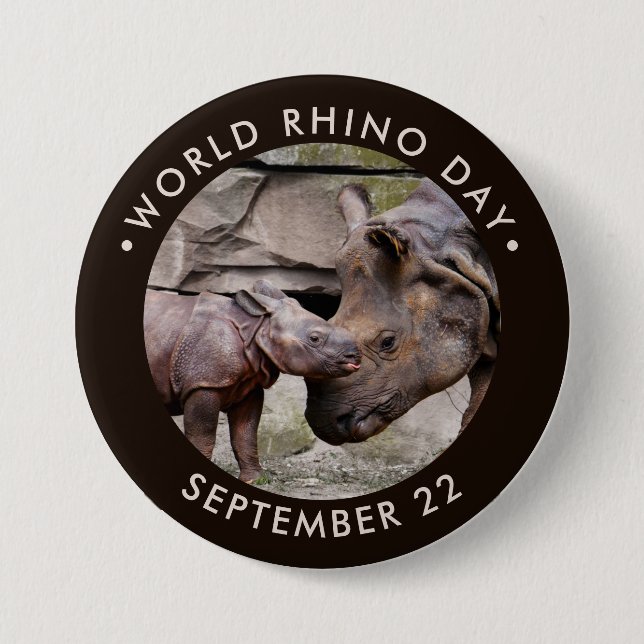 World Rhino Day 3 Inch Round Button (Front)
