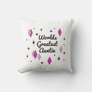 World’s Best Auntie Midcentury Throw Pillow