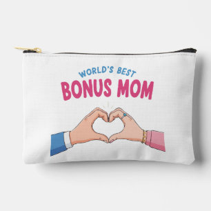 World’s Best Bonus Mom Heart Hands Gift Accessory Pouch
