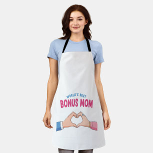  World’s Best Bonus Mom Heart Hands Gift Apron