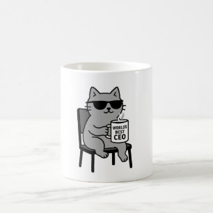 World’s Best CEO – Smug Grey Cat Mug