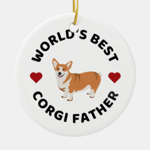 World’s Best Corgi Father Dog Dad Christmas Gift Ceramic Ornament