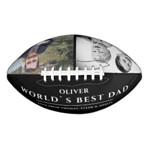 World`s Best Dad Black White Father`s Day 2 Photo Football