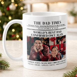 World’s Best Dad Christmas Photo Newspaper Coffee Mug