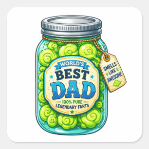 World’s Best Dad Funny Fart Jar Square Sticker