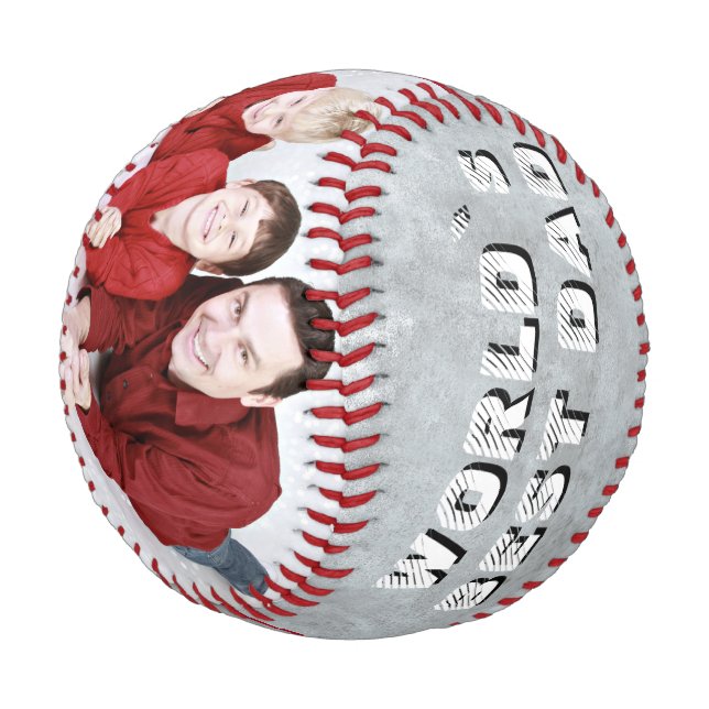 World`s Best Dad Name 2 Photo Collage Baseball (Angled)