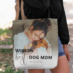 World’s Best Dog Mom Custom Photo Personalized Tote Bag