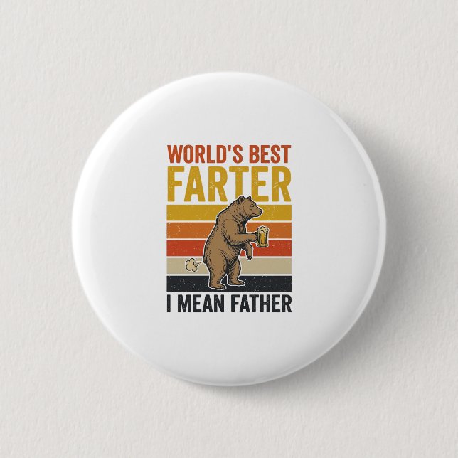 World’s Best Farter Funny Father Bear 2 Inch Round Button (Front)