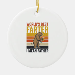 World’s Best Farter Funny Father Bear Ceramic Ornament