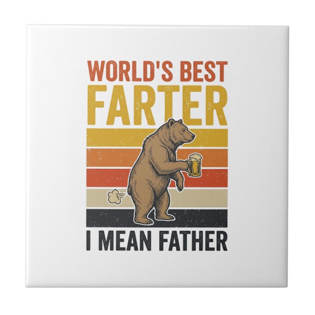 World’s Best Farter Funny Father Bear Tile (Front)