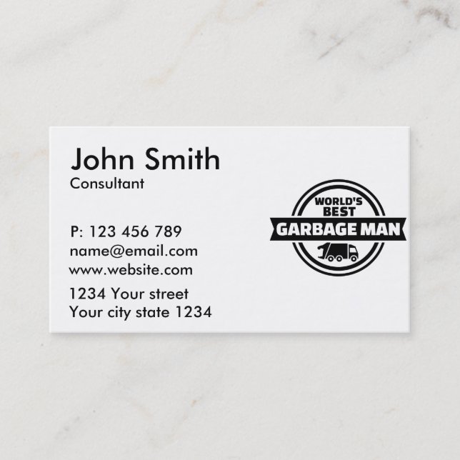 World’s best garbage man business card (Front)