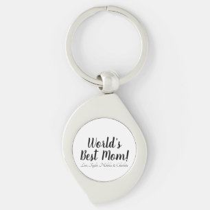 World’s Best Mom black white custom script elegant Keychain
