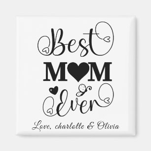 World’s Best Mom black white custom script elegant Magnet