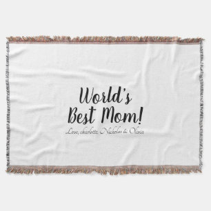World’s Best Mom black white custom script elegant Throw Blanket