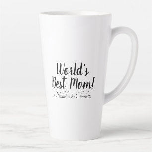 World’s Best Mom black white custom script stylish Latte Mug