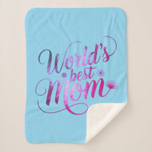 World’s Best Mom Elegant Floral Typography Gift Sherpa Blanket