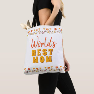 World`s Best Mom Flowers Floral Mother`s Day Tote Bag