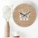 World`s Best Mom Flowers Floral Rustic Beige Large Clock<br><div class="desc">Cute Floral World`s Best Mom Flowers Floral Rustic Beige Round Clock. Hand-drawn flowers in beautiful spring colours. Gift for a mother for Mother`s Day,  a birthday or Christmas. You can change mom to mommy,  mama, ... </div>