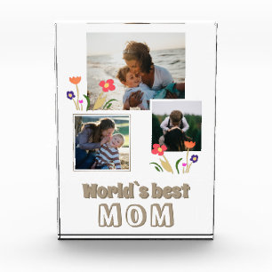 World`s Best Mom Flowers Mother`s Day 3 Photo Block
