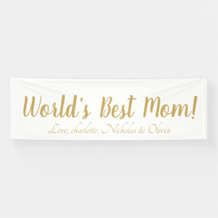 World’s Best Mom gold custom script cute Banner