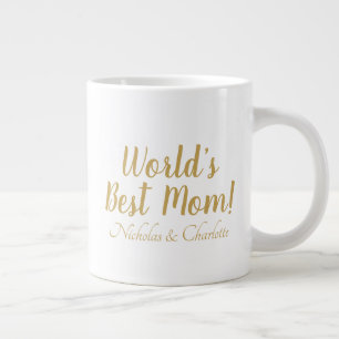 World’s Best Mom gold custom script cute Large Coffee Mug