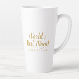 World’s Best Mom gold custom script cute Latte Mug