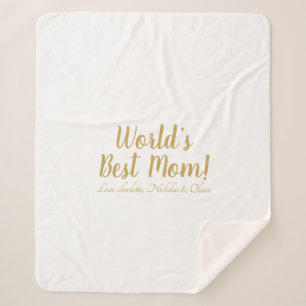 World’s Best Mom gold custom script cute Sherpa Blanket