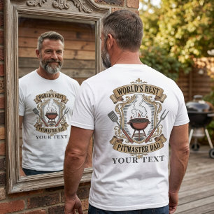 World’s Best Pitmaster Dad Retro BBQ Crest Custom T-Shirt