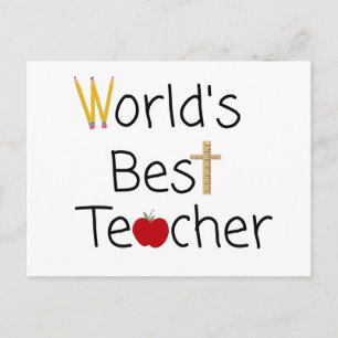 World’s Best Teacher Cool School Supplies Postcard