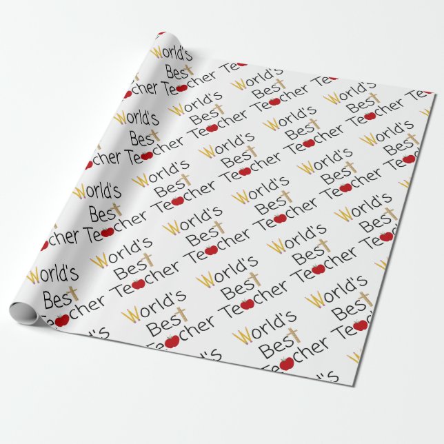 World’s Best Teacher Cool School Supplies Wrapping Paper (Unrolled)