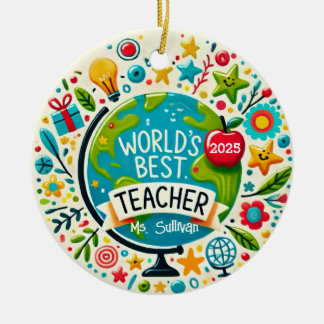 World’s Best Teacher Personalized Holiday Ornament