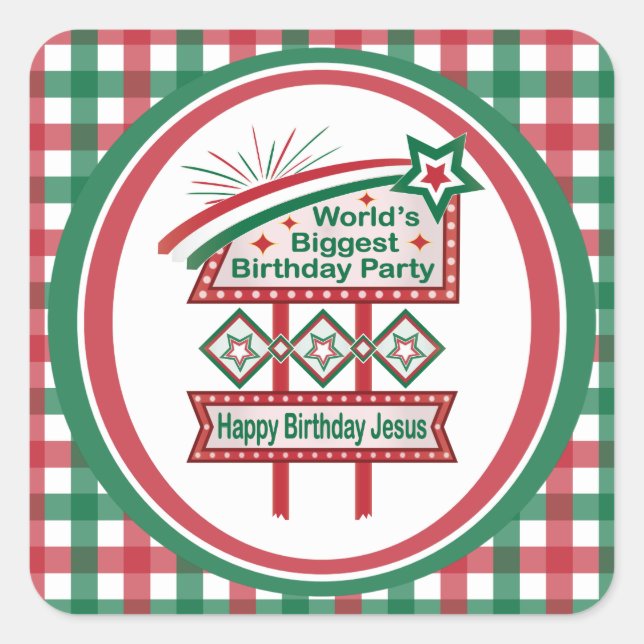 World’s Biggest Birthday Party Marquee Square Sticker (Front)