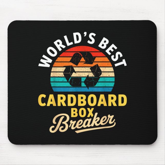 World’s Cardboard Box Breaker Funny Recycling Hero Mouse Pad (Front)