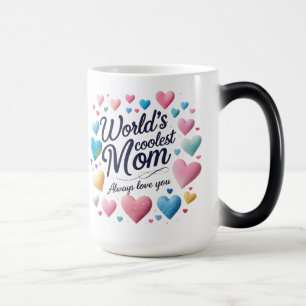 World’s Coolest Mom – Colourful Hearts Magic Mug