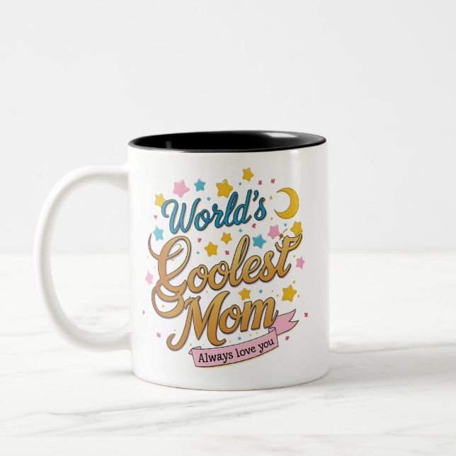 World’s Coolest Mom Cute Two-Tone Coffee Mug Gift  (Left)