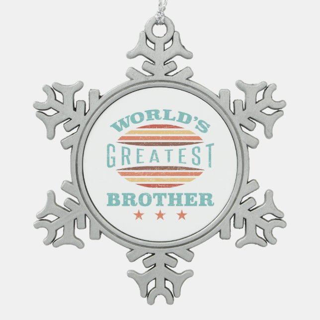 World’s Greatest Brother Snowflake Pewter Christmas Ornament (Front)