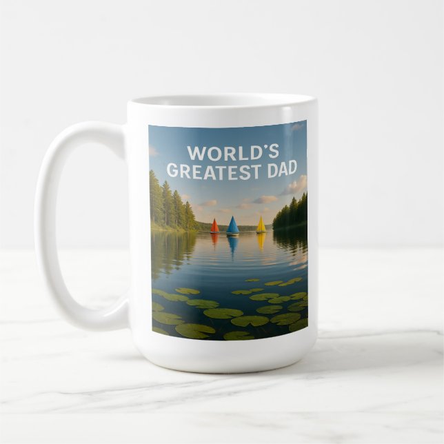 World’s Greatest Dad – Sailboat Serenity Edition Coffee Mug (Left)
