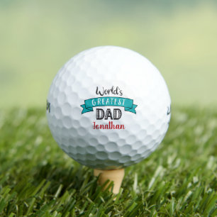 World’s Greatest Dad Teal Cool Modern Custom Name Golf Balls