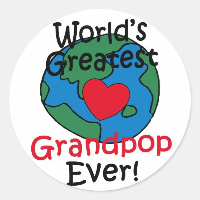 World’s Greatest Grandpop Heart Classic Round Sticker (Front)