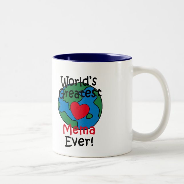 World’s Greatest Mema Heart Two-Tone Coffee Mug (Right)