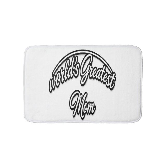 World’s Greatest Mom Elegant Cursive Design Bath Mat (Front)